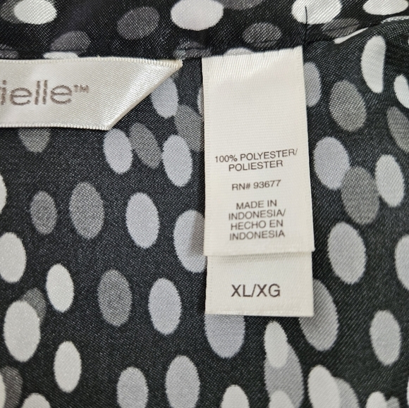 Ambrielle Black & Silver Polka Dot Satin Robe Size XL Women's‎ C66 - Picture 7 of 10